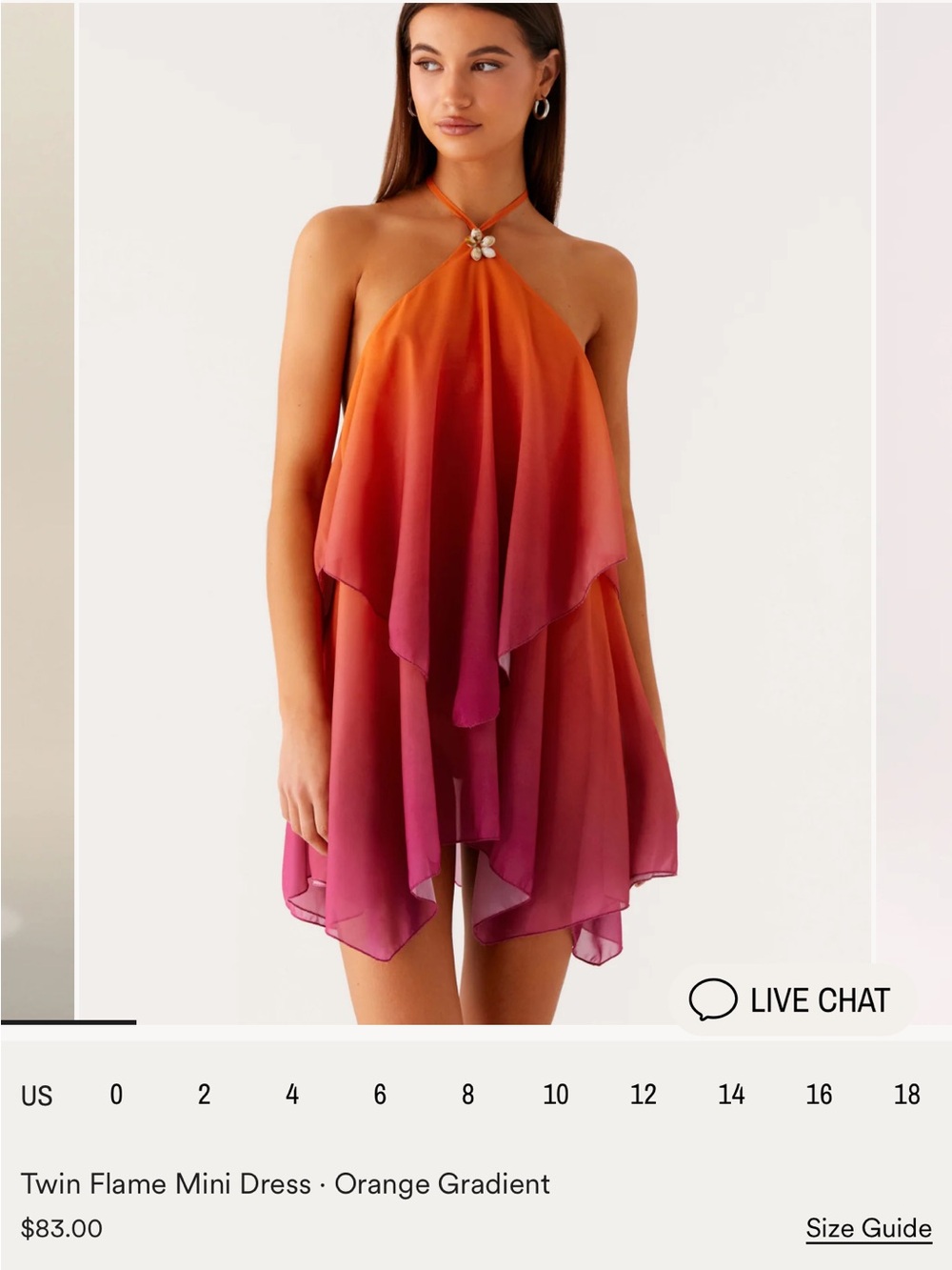 Peppermayo Orange to Pink Gradient Halter Mini Dress
